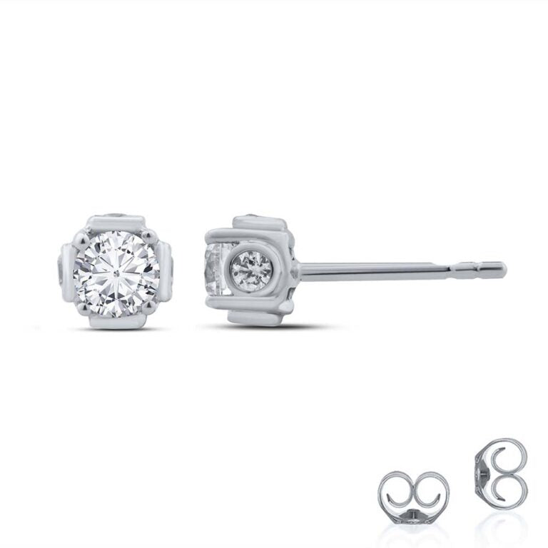 Lab Grown Hidden Accent Diamond Stud Earrings