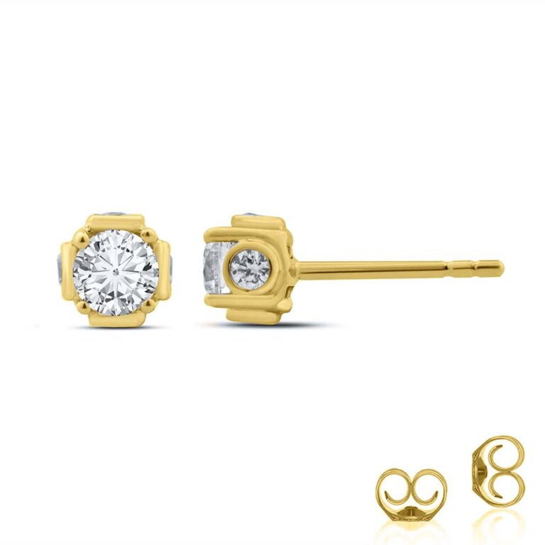 Lab Grown Hidden Accent Diamond Stud Earrings