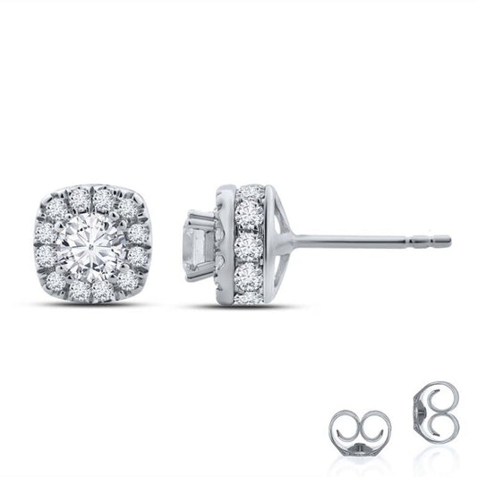 Lab Created Cushion Shaped Halo Diamond Earrings