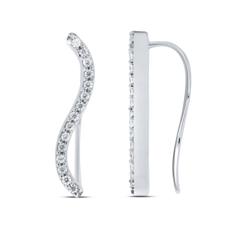 S - Shaped Lab Grown Diamond Crawler Earrings