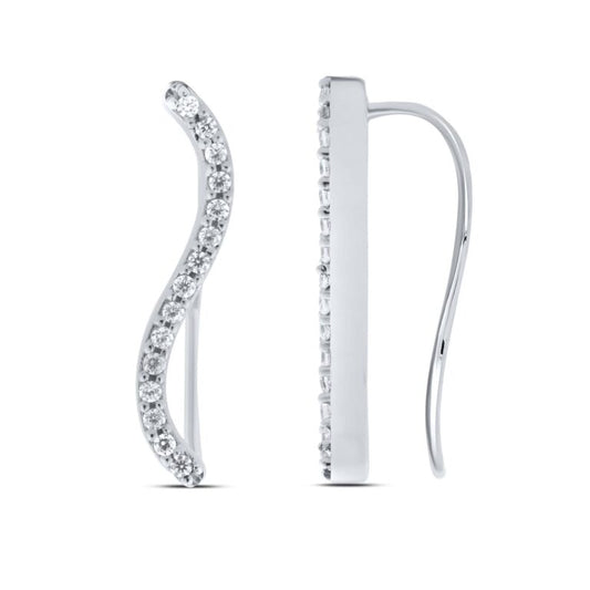 S - Shaped Lab Grown Diamond Crawler Earrings