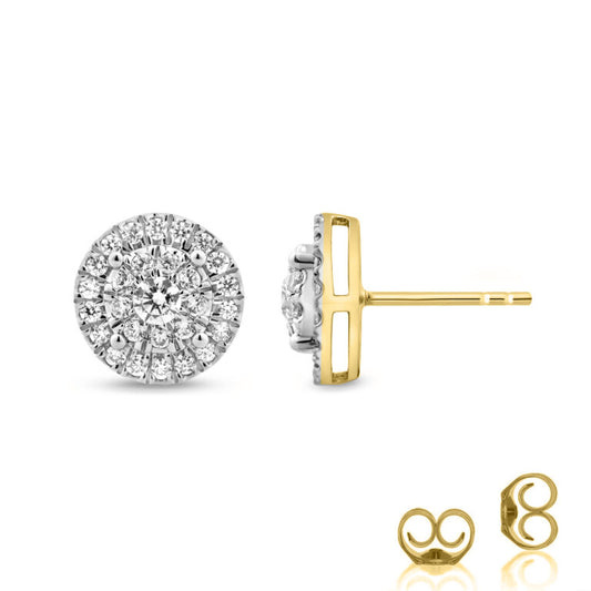 Lab Created Diamond Cluster Yellow Gold Earrings