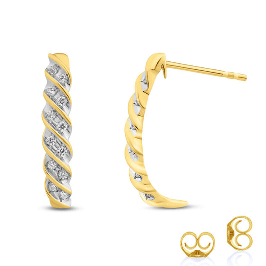 J-Hoop Diamond Spiral Earrings