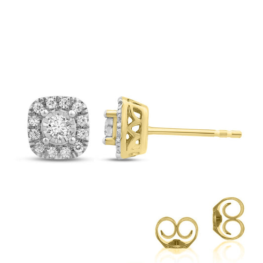 Lab Grown Illusion Set Cushion Shape Halo Diamond Earrings