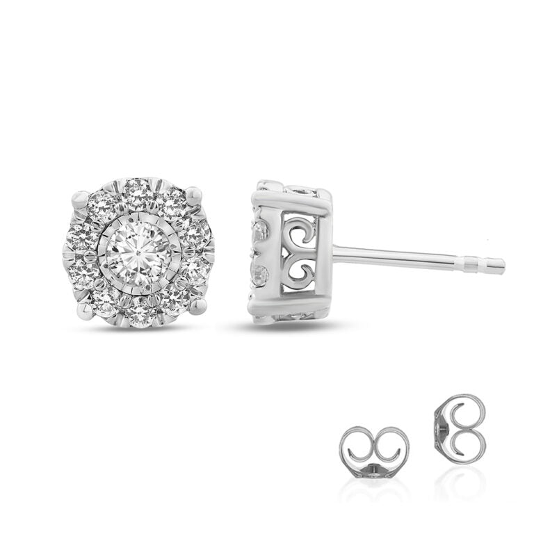 Lab Grown Illusion Set Round Halo Diamond Earring