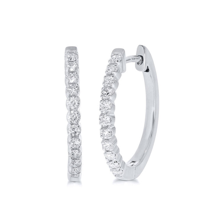 Dangling White Gold Lab Grown Diamond Hoop Earring