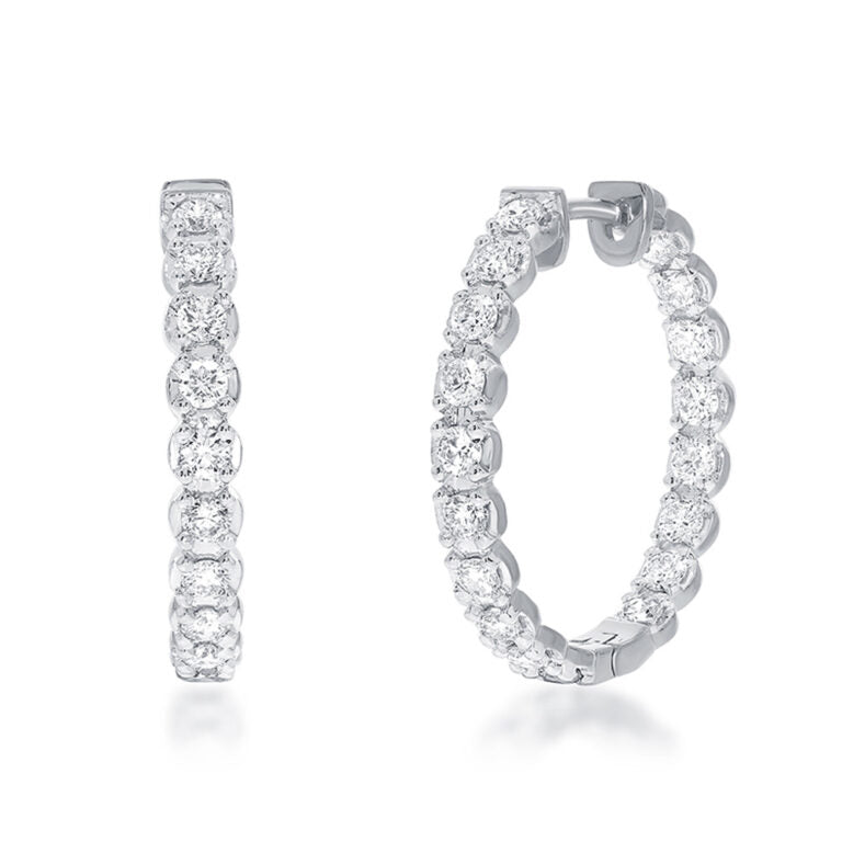 Dangling White Gold Lab Grown Inside Out Diamond Hoop Earrings