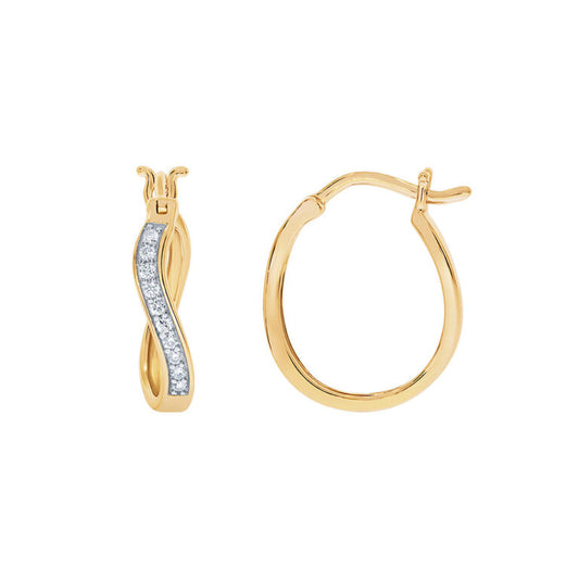 Lab Grown Twisted Diamond Yellow Gold Hoop Earrings