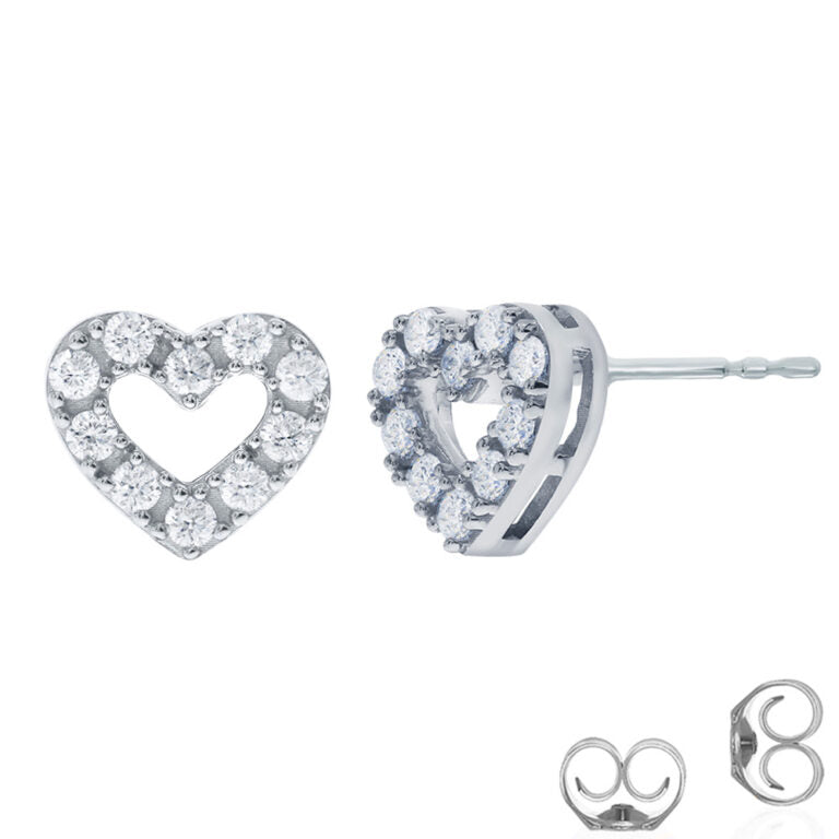 Heart Outlined Lab Grown Diamond Earrings
