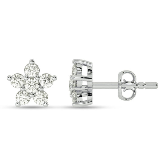 Floral Constellation White Gold Lab Grown Diamond Studs Earrings