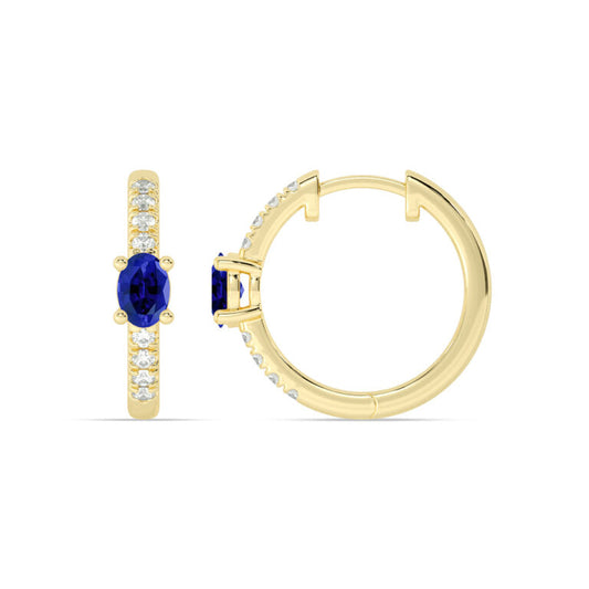 Celestial Stop Lab Grown Diamond and Sapphire Huggie Earrings