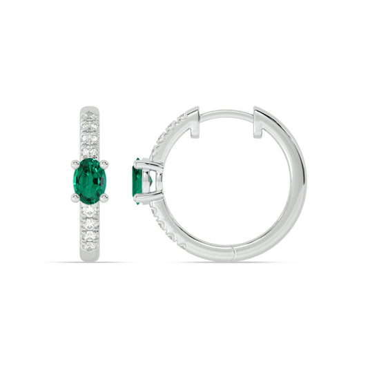 Celestial Stop Lab Grown Diamond and Emerald Huggie Earrings