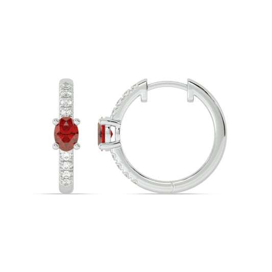 Celestial Stop Lab Grown Diamond and Ruby Huggie Earrings