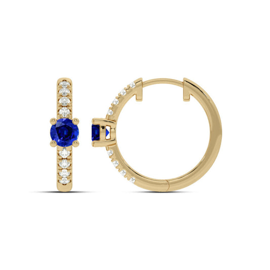 Celestial Star Lab Grown Diamond and Sapphire Huggie Earrings