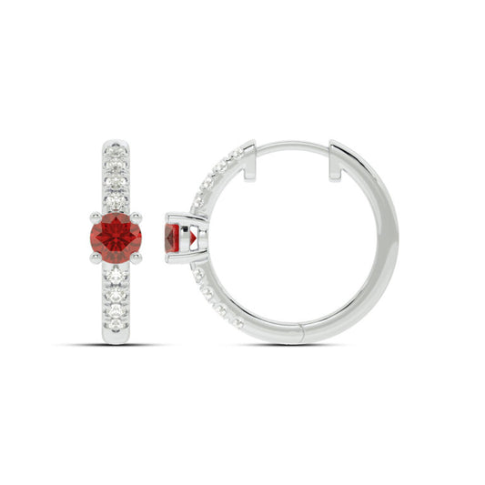 Celestial Star Lab Grown Diamond and Ruby Huggie Earrings