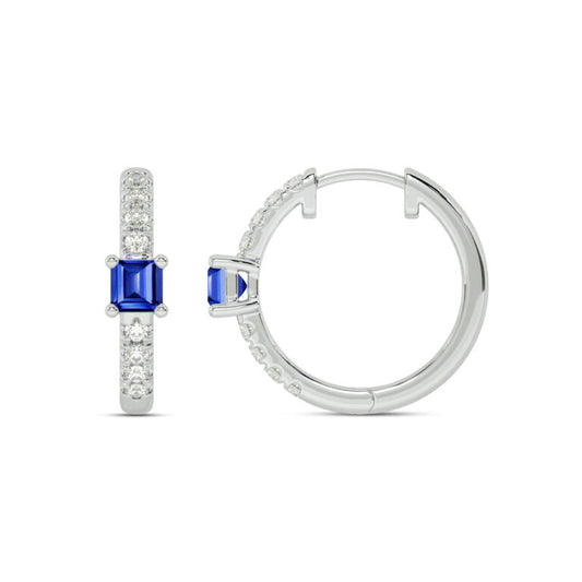 Celestial Princess Lab Grown Diamond and Sapphire Huggie Earrings