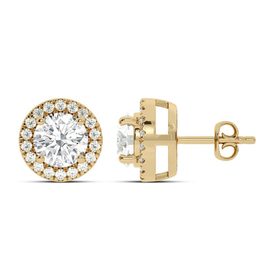 Dainty Lab Grown Round Halo Diamond Earrings