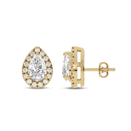 Dainty Lab Grown Diamond Teardrop Halo Earrings