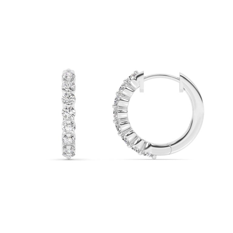 Lab Grown Shared Prong Diamond Hoop Earrings