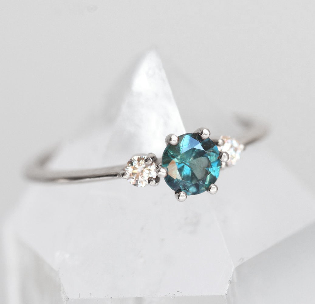 Elle Teal Sapphire Diamond Ring