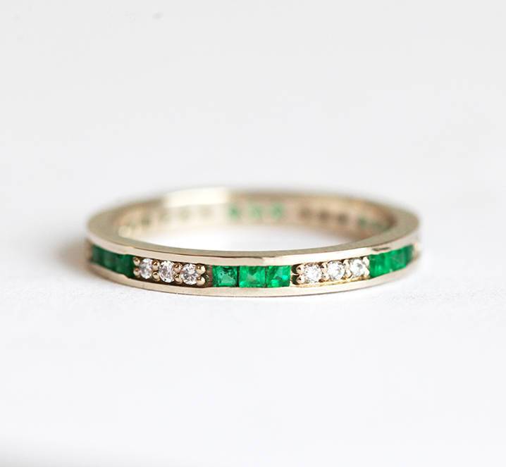Emerald Wedding Band, Emerald Wedding Ring