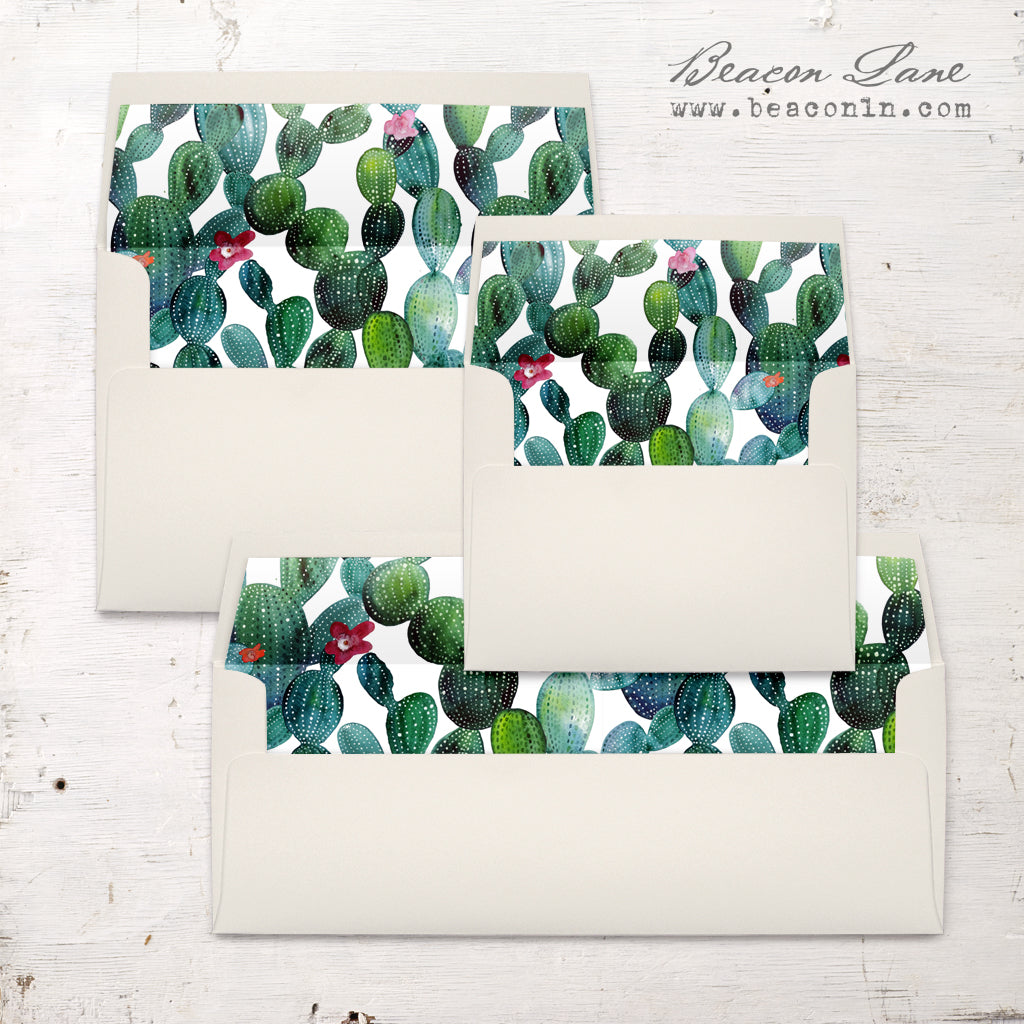 Emerald Cactus Envelope Liners