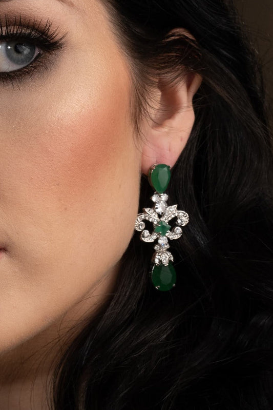 Emerald Stunning Earrings With Green Swarovski Crystals