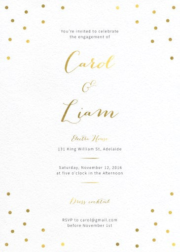 Goldie Dots Engagement Invitations by Inggrid H.