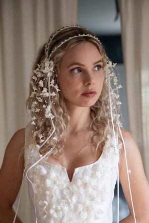 Canterbury Bells Bridal Cap Headpiece No. 2469