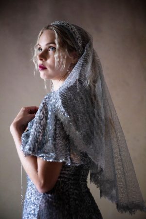 M'Lady Silver Medieval Wedding Headpiece No. 2473