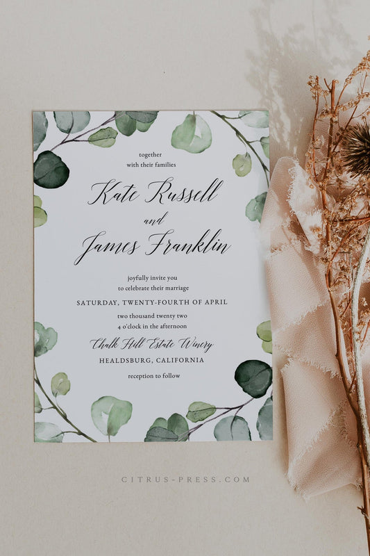 Eucalyptus Frame Wedding Invitation | Printable Template