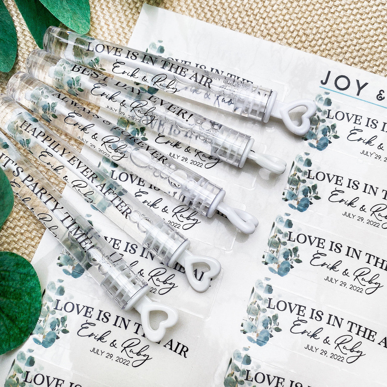 Eucalyptus Wedding Bubble Labels