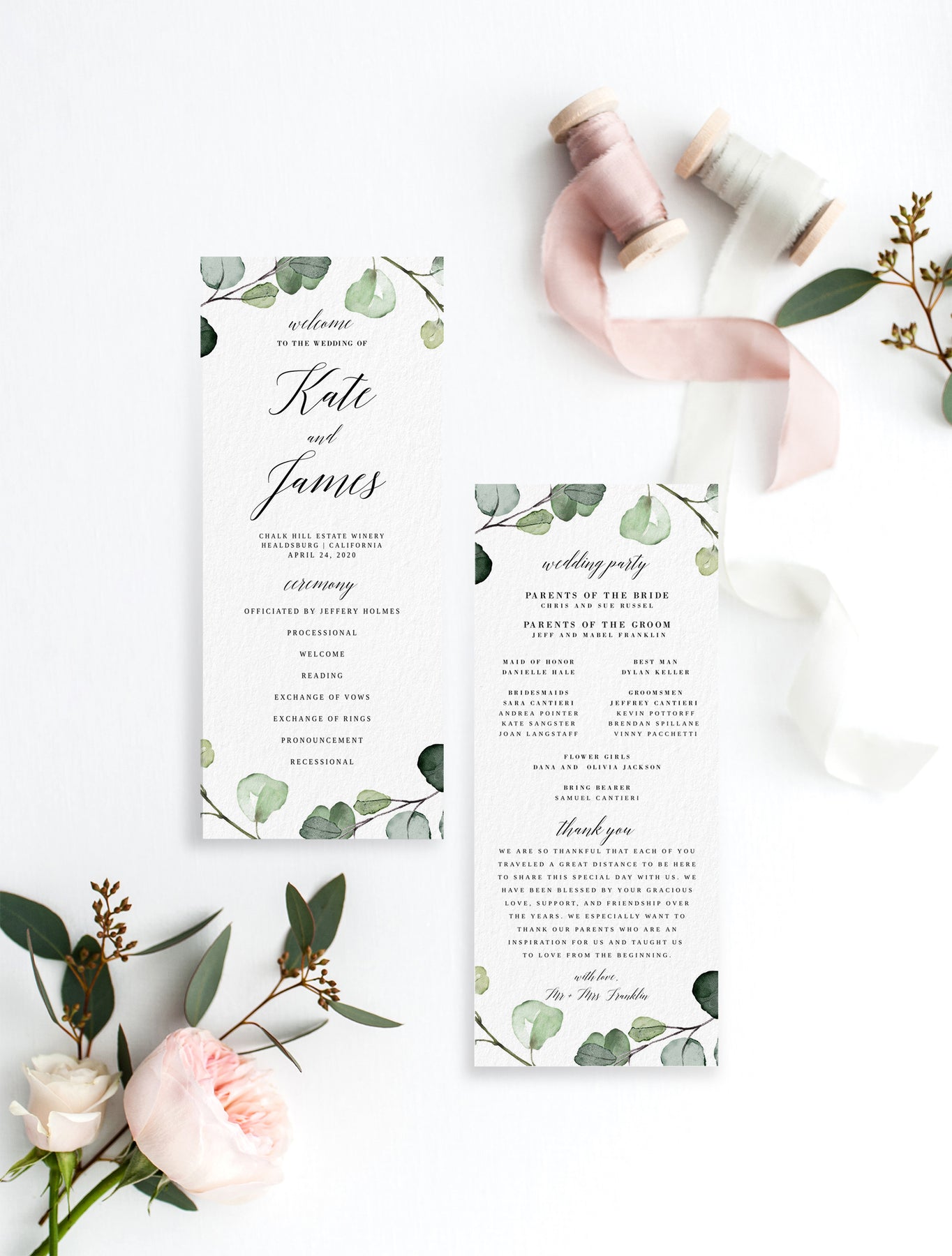 Wedding Program | Eucalyptus | Diy Printable Template