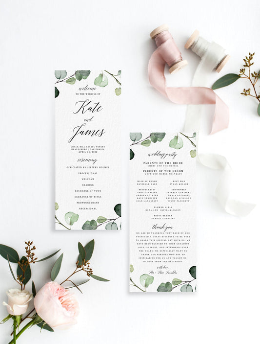 Wedding Program | Eucalyptus | Diy Printable Template