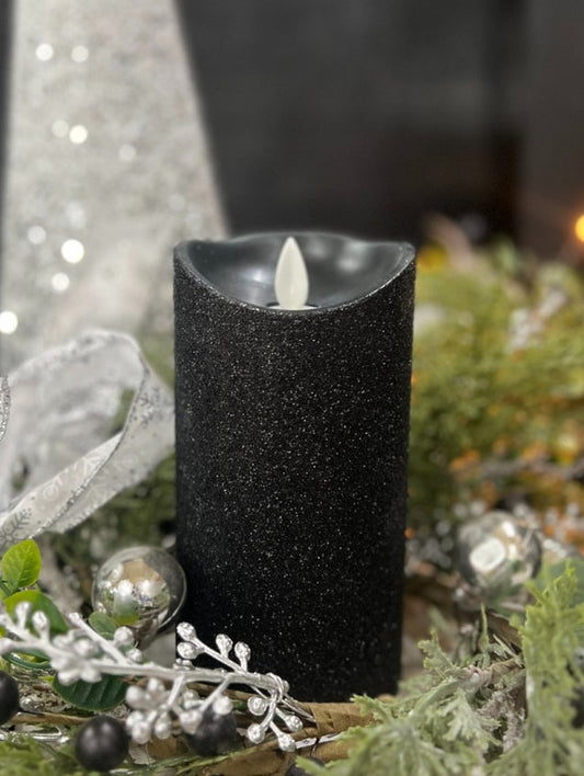4" Black Timer Moving Flame LED Candle