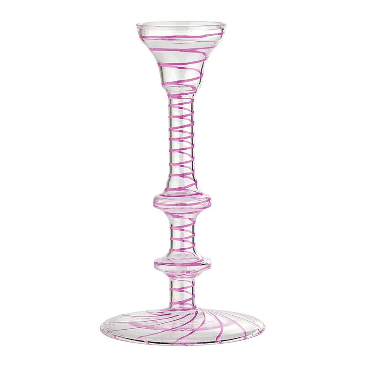 Pink Striped Candleholder