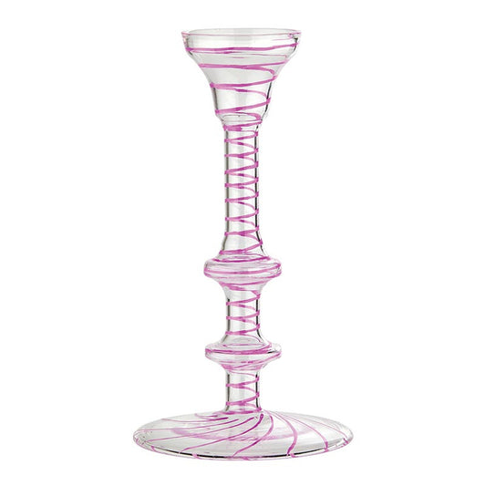 Pink Striped Candleholder