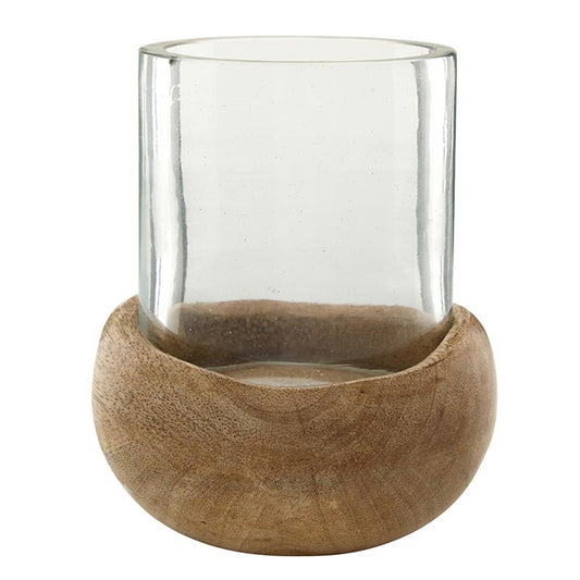 Wooden Glass Hurricane - Small