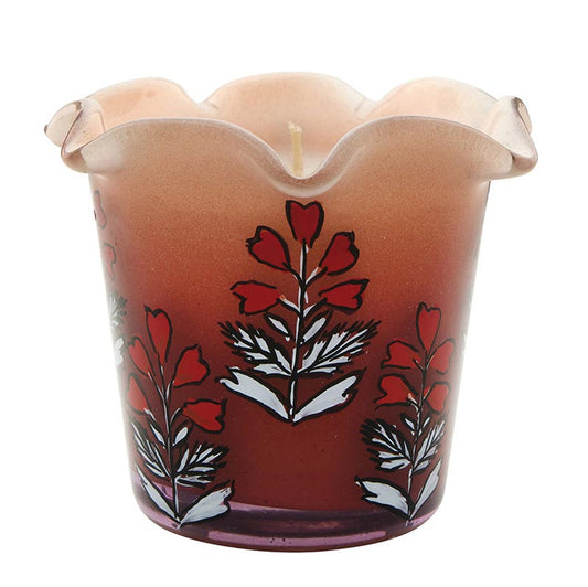Hand Painted Goji Berry Floral Candle