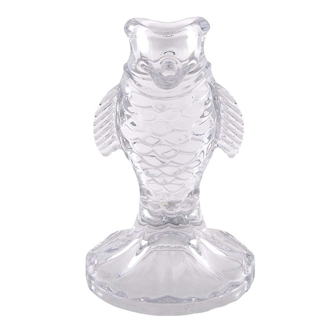 Clear Glass Fish Taper Candle Holder