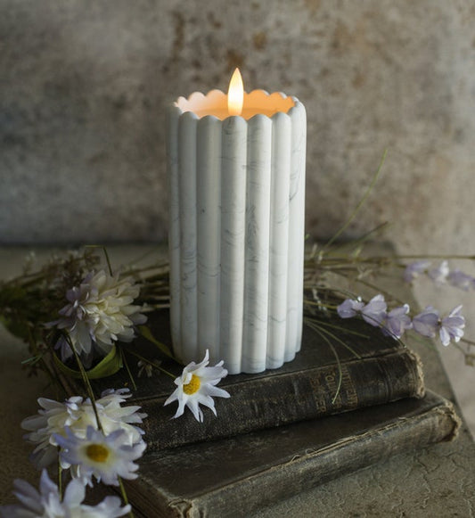 6.5" Marble Timer Pillar Candle