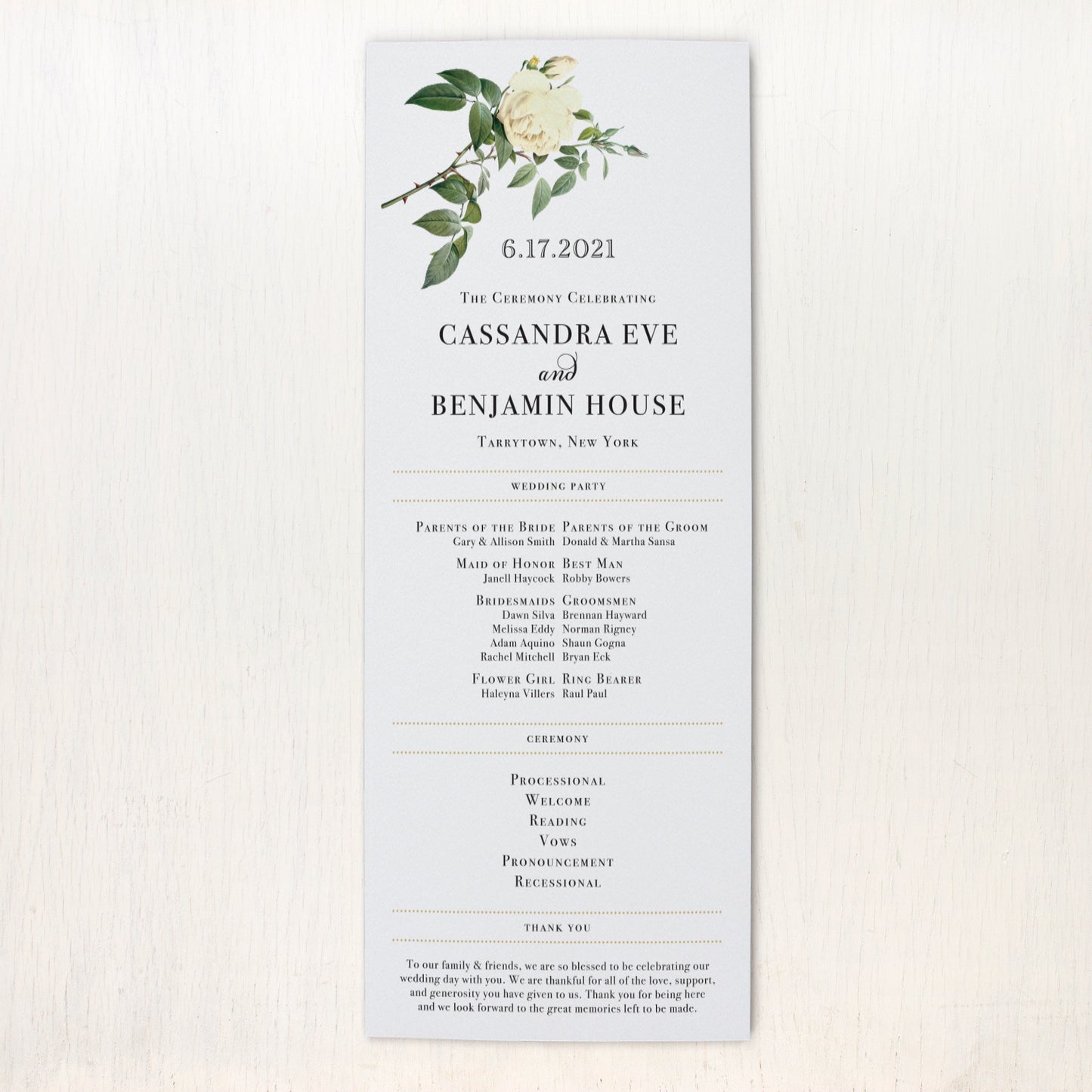 Ivory & White Flat Ceremony Programs