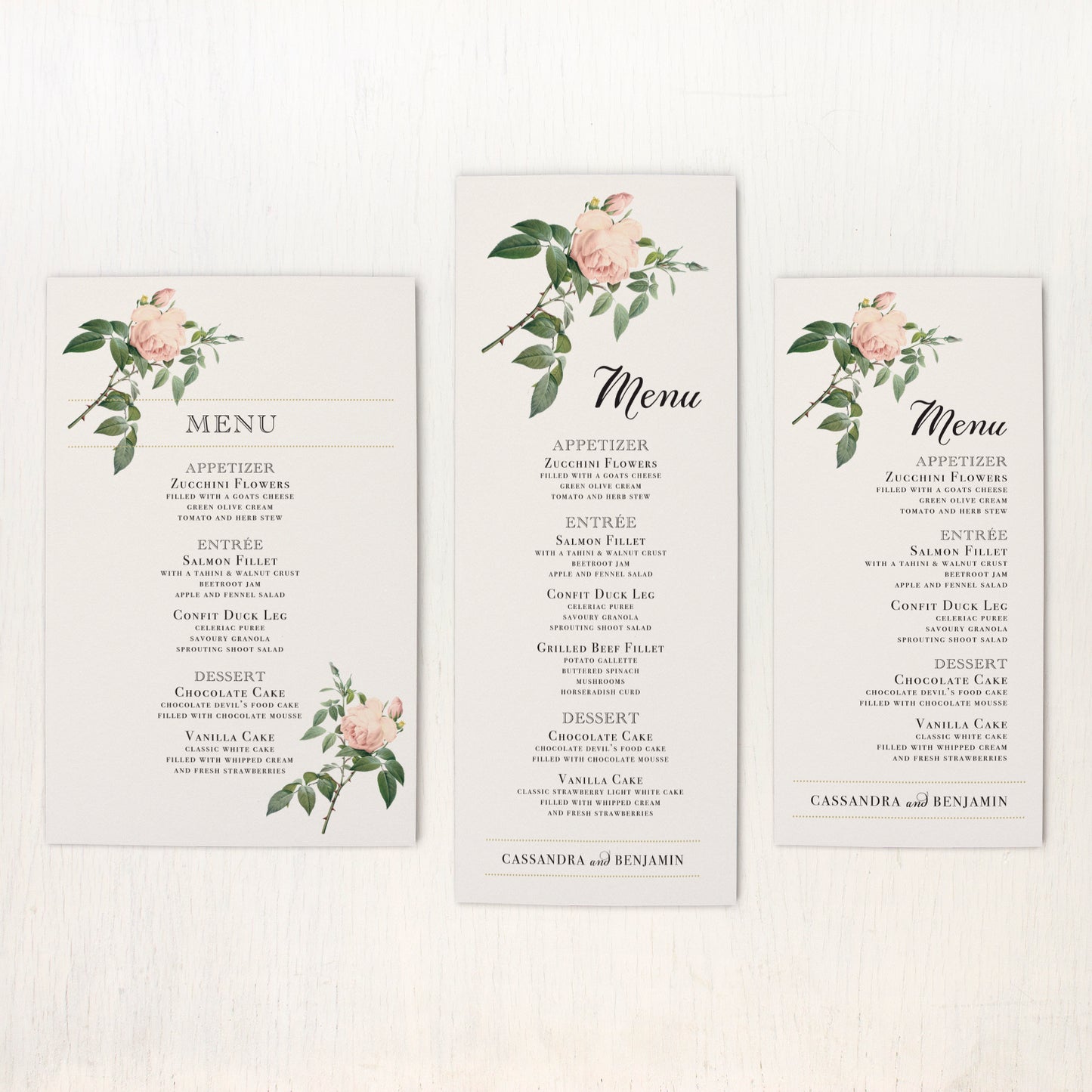 Ivory & Blush Flat Menu Cards