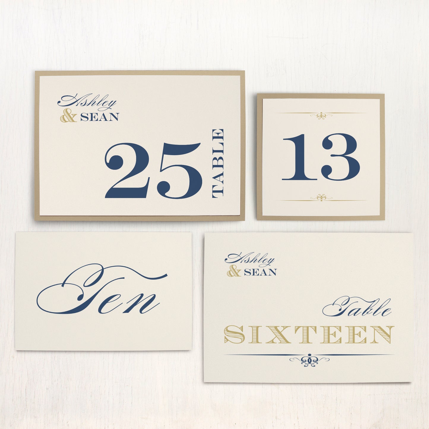 Elegant Navy Script Flat Table Numbers