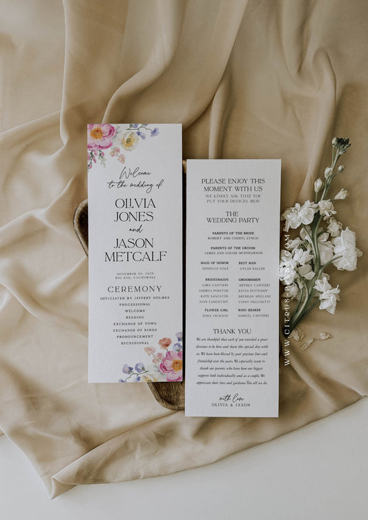 Floral Wedding Wedding Program | Printable Template