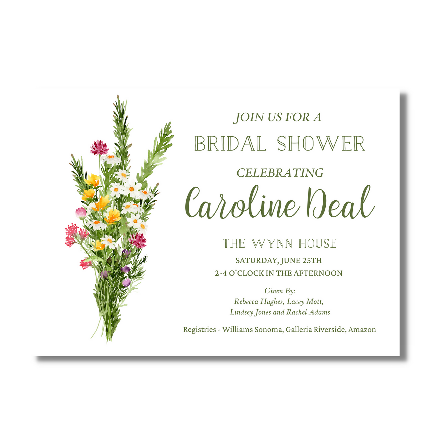 Flower Garland - Bridal Shower Invite