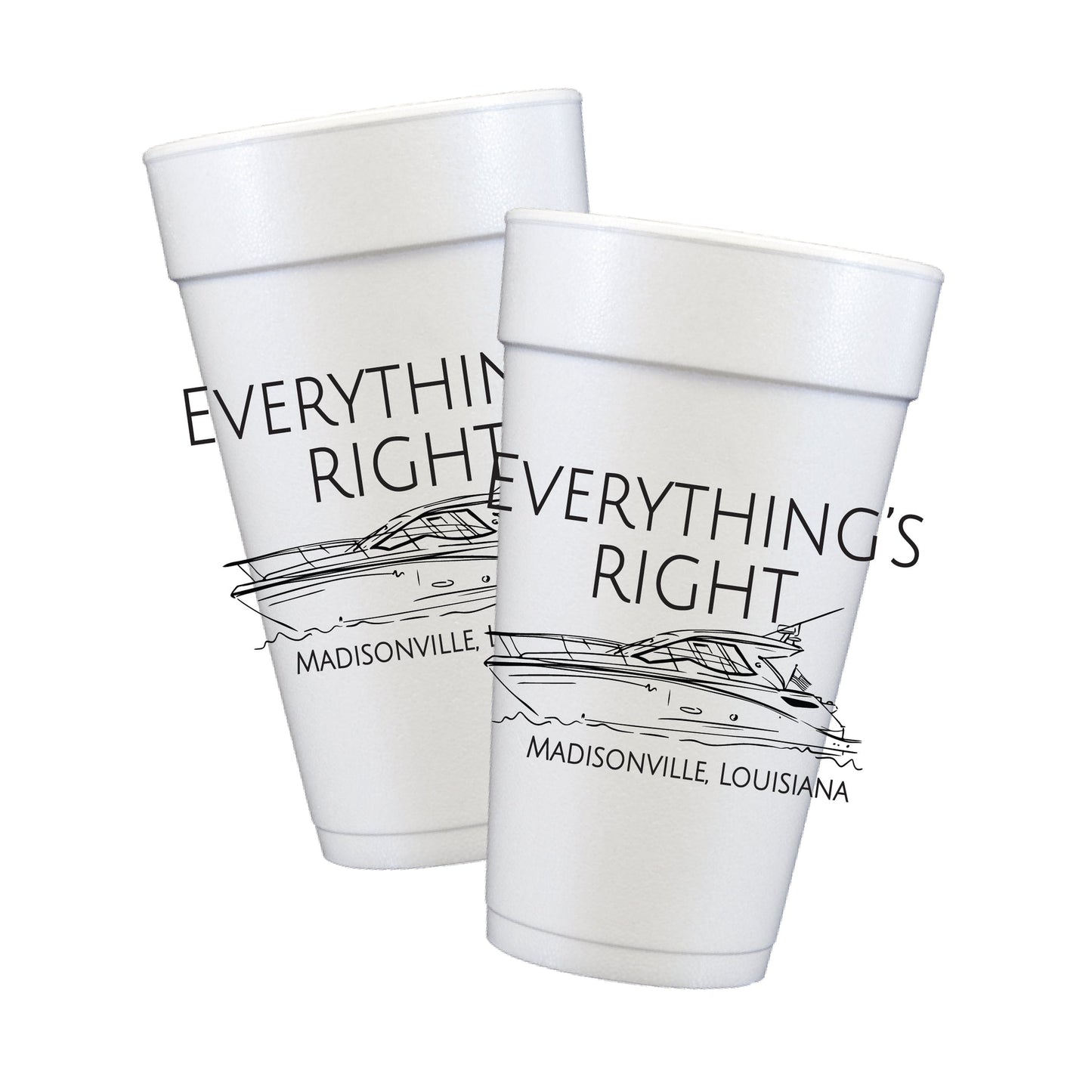 Custom Boat Illustration & Name Styrofoam Cups