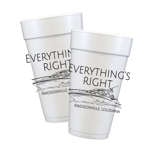 Custom Boat Illustration & Name Styrofoam Cups