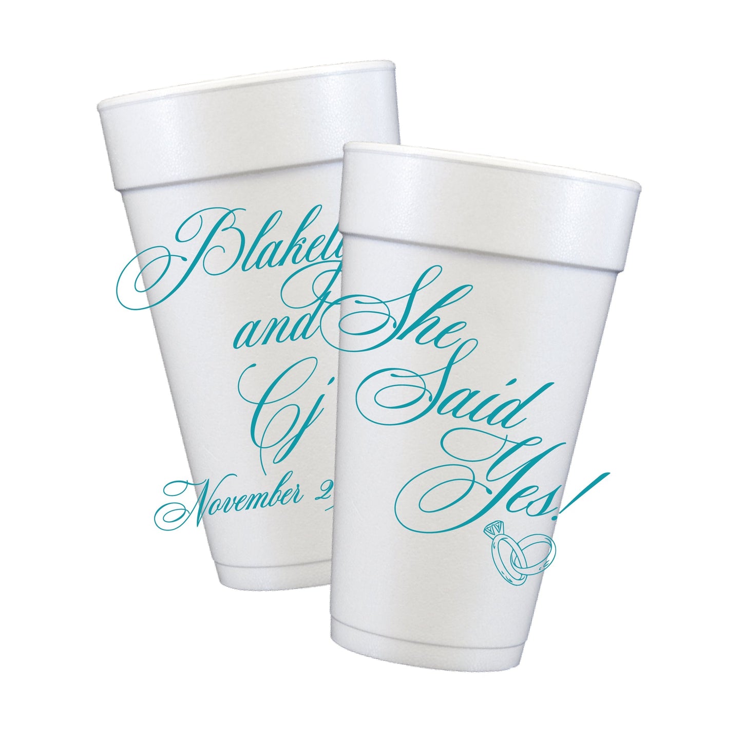 She Said Yes! Styrofoam Cups