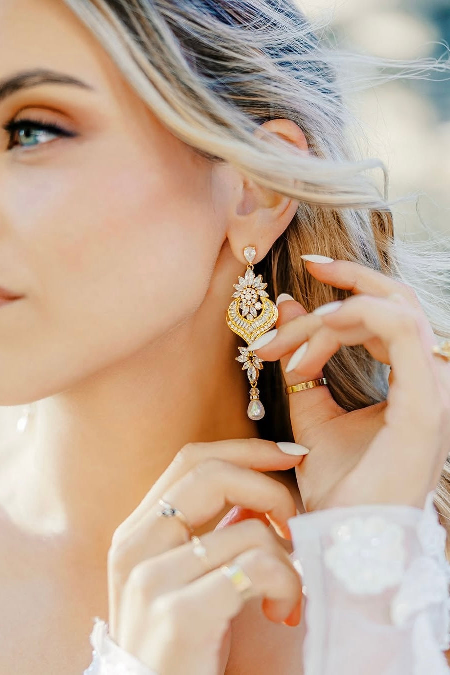 Adelina Swarovski And Pearl Drop Earrings
